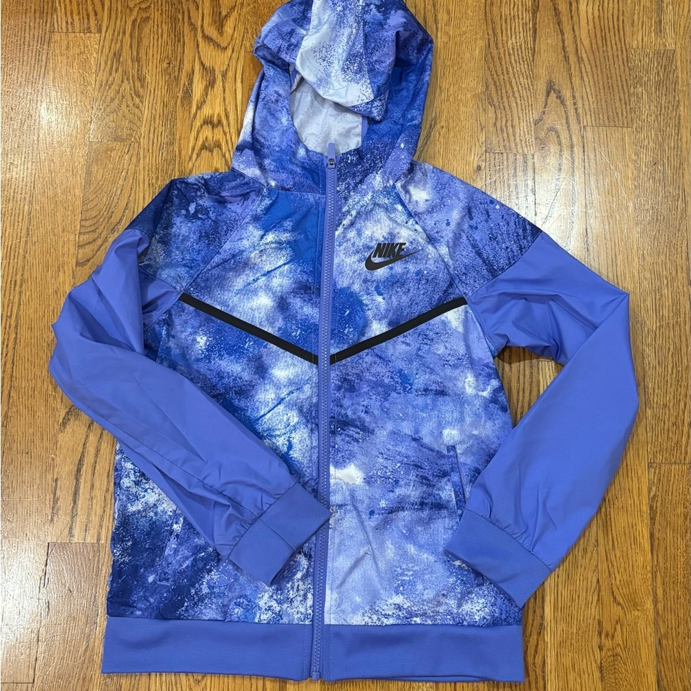 Nike Loose Fit Blue Marble Windbreaker Jacket Size Youth Medium
